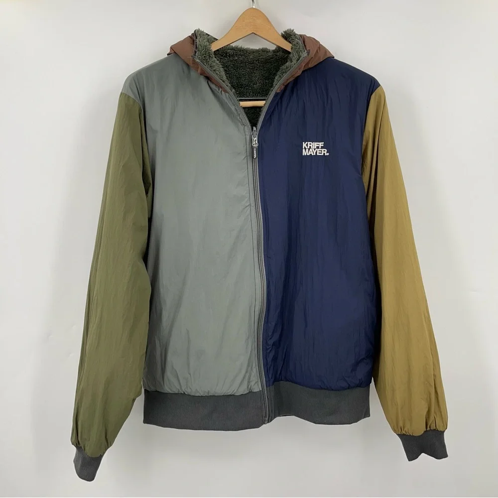 KRIFF MAYER M/L Japan Colorblock Sherpa Fleece Jacket reversible mens